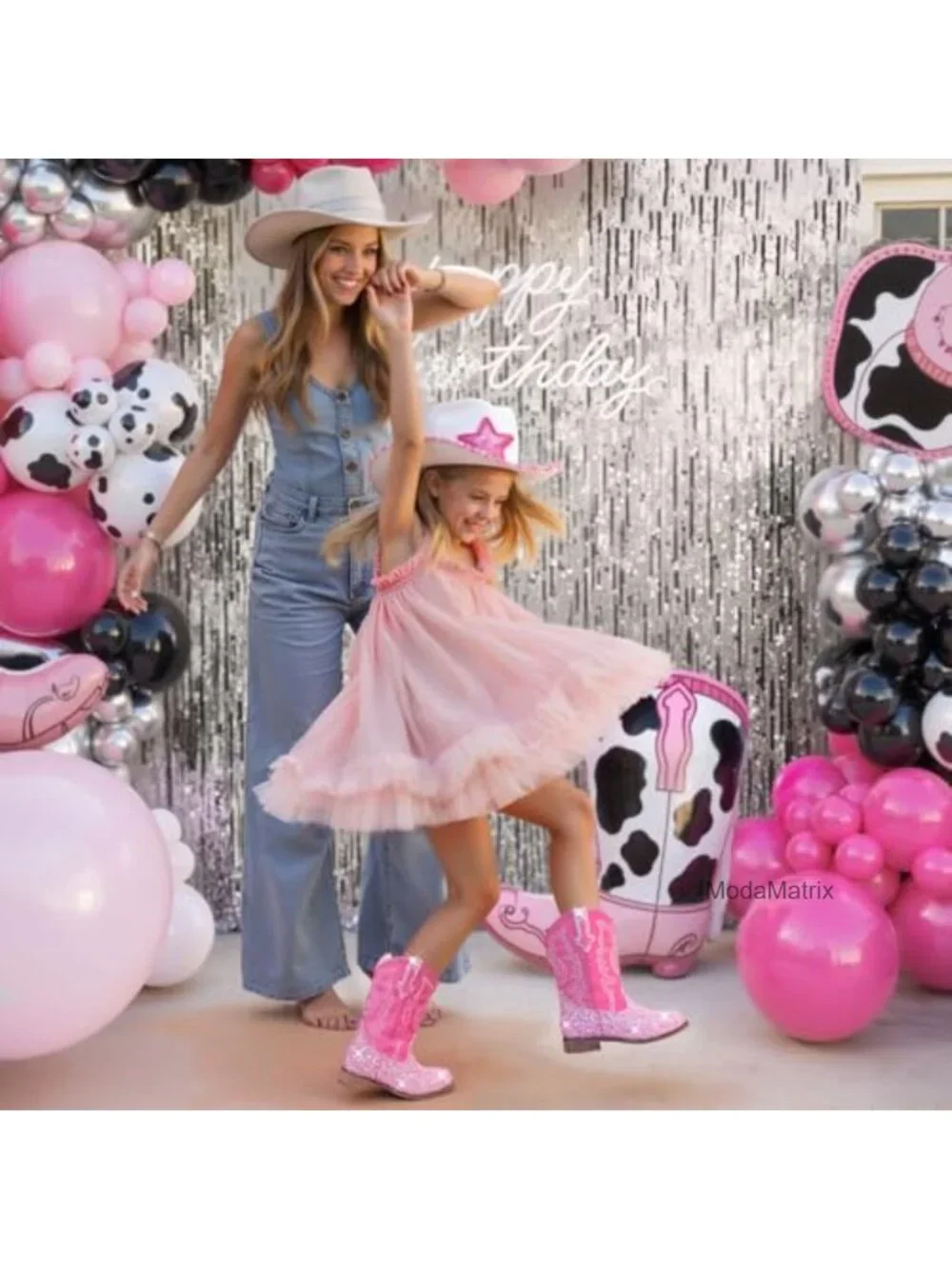 Glitter Cowgirl Boots for Girls Toddler Boys Cowboy Boots Square Toe Pull On
